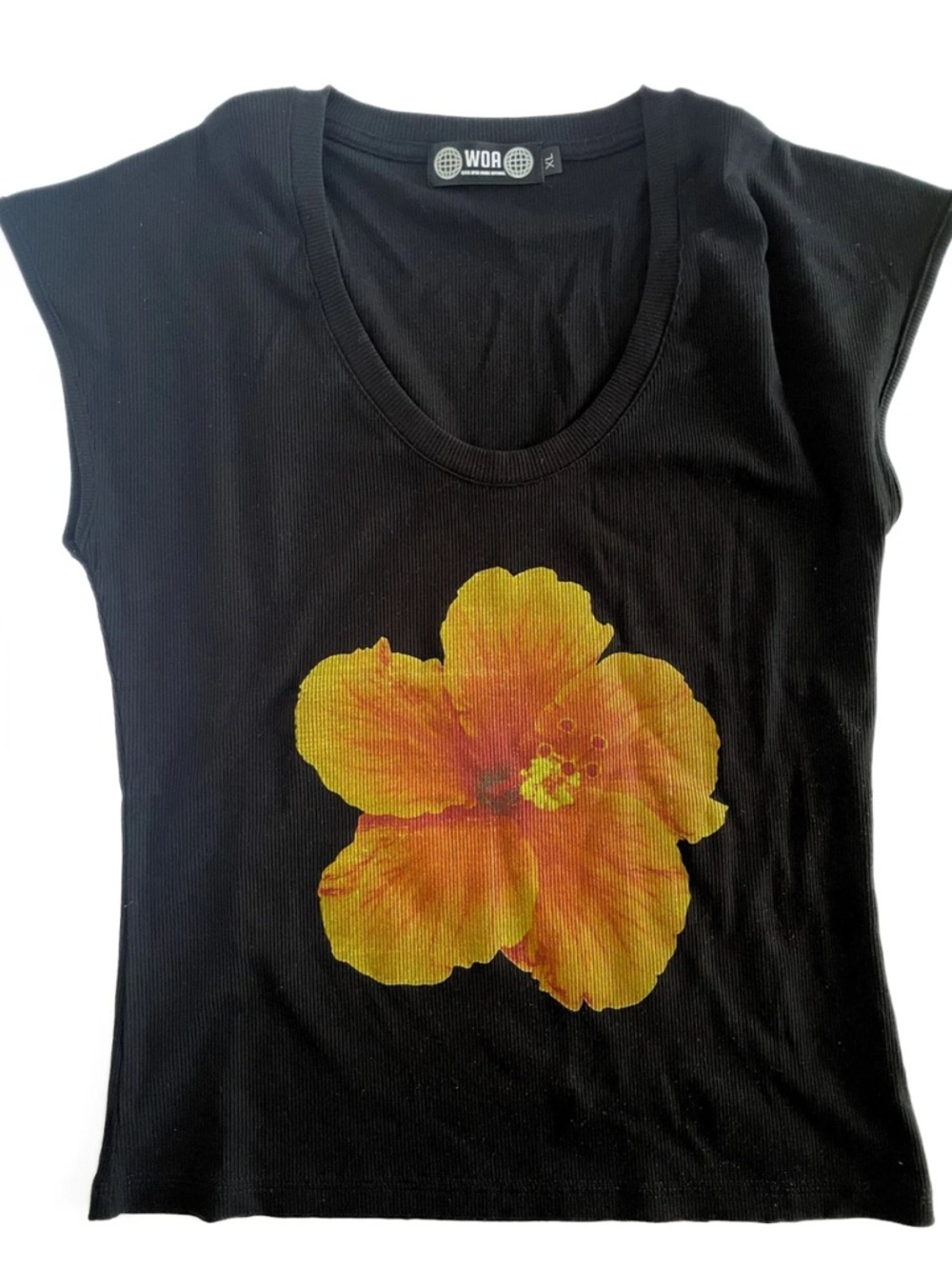 Orange Hibiscus Essential Bodycon T-Shirt